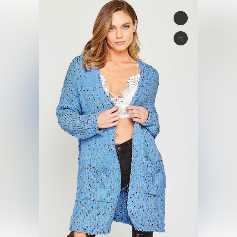 Altar'd State Rainbow Confetti Cardigan Small Blue Like New